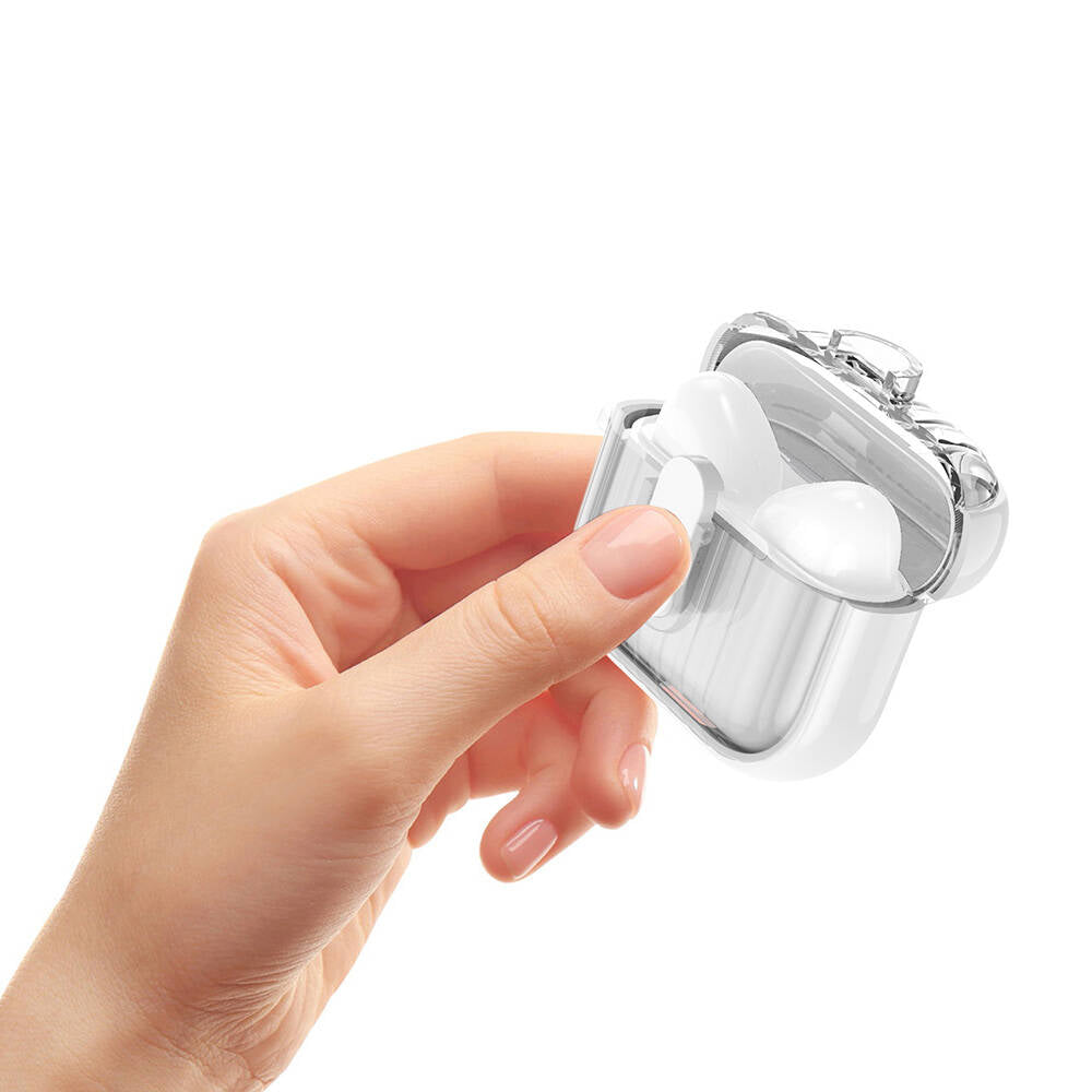 Airpods 4 Kılıf Kenarları Renkli Şeffaf Dilimli Silikon Zore Airbag 40 Kılıf Şeffaf