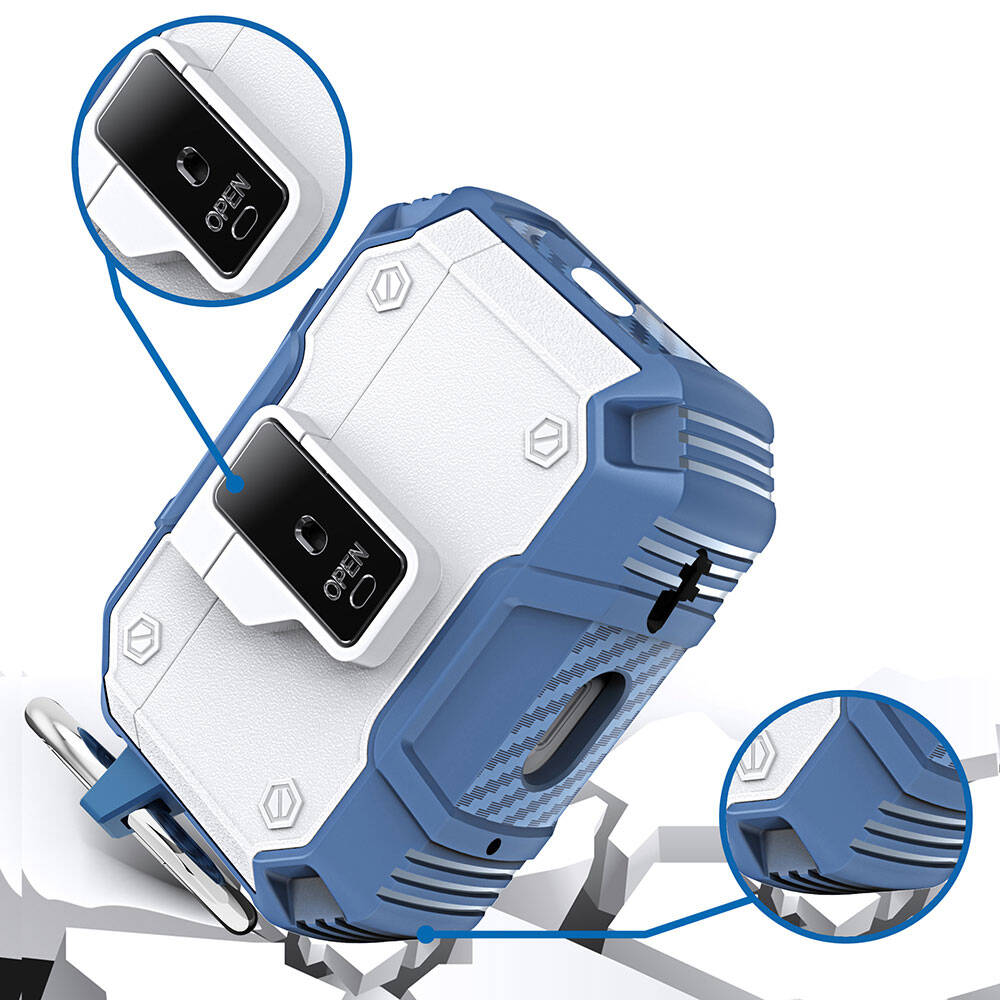 Apple Airpods 3. Nesil Zore Airbag 35 Darbelere Karşı Dayanıklı Düğmeli Kılıf Mavi