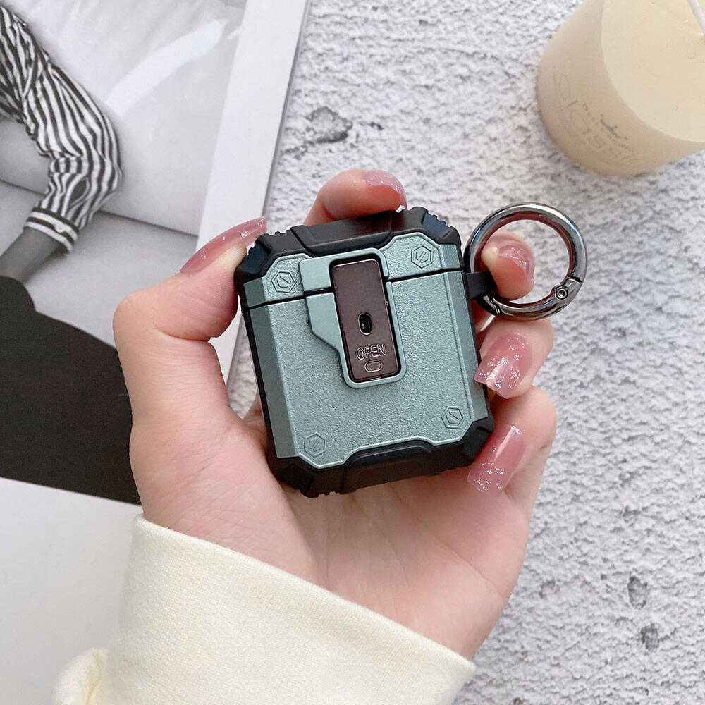 Apple Airpods Zore Airbag 35 Darbelere Karşı Dayanıklı Düğmeli Kılıf Mavi