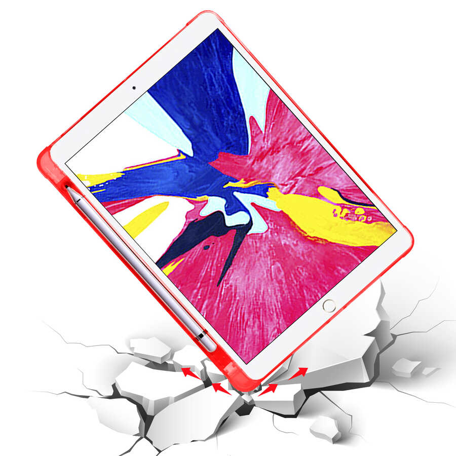 Apple iPad 10.2 (8.Nesil) Kılıf Zore Tri Folding Kalem Bölmeli Standlı Kılıf Gri