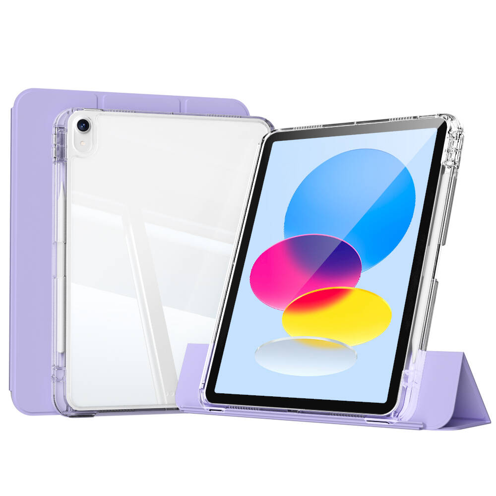 Apple iPad 10.9 2022 (10.Nesil) Kılıf Magnetik Ayrılabilen Airbagli Zore Sliding Tablet Kılıfı Lavender