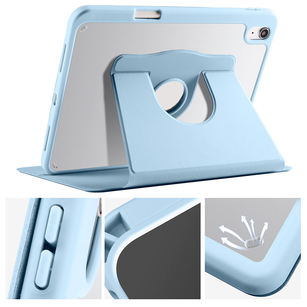 Apple iPad 11.Nesil 2025 Kılıf Zore Termik Kalem Bölmeli Dönebilen Standlı Kılıf Gri