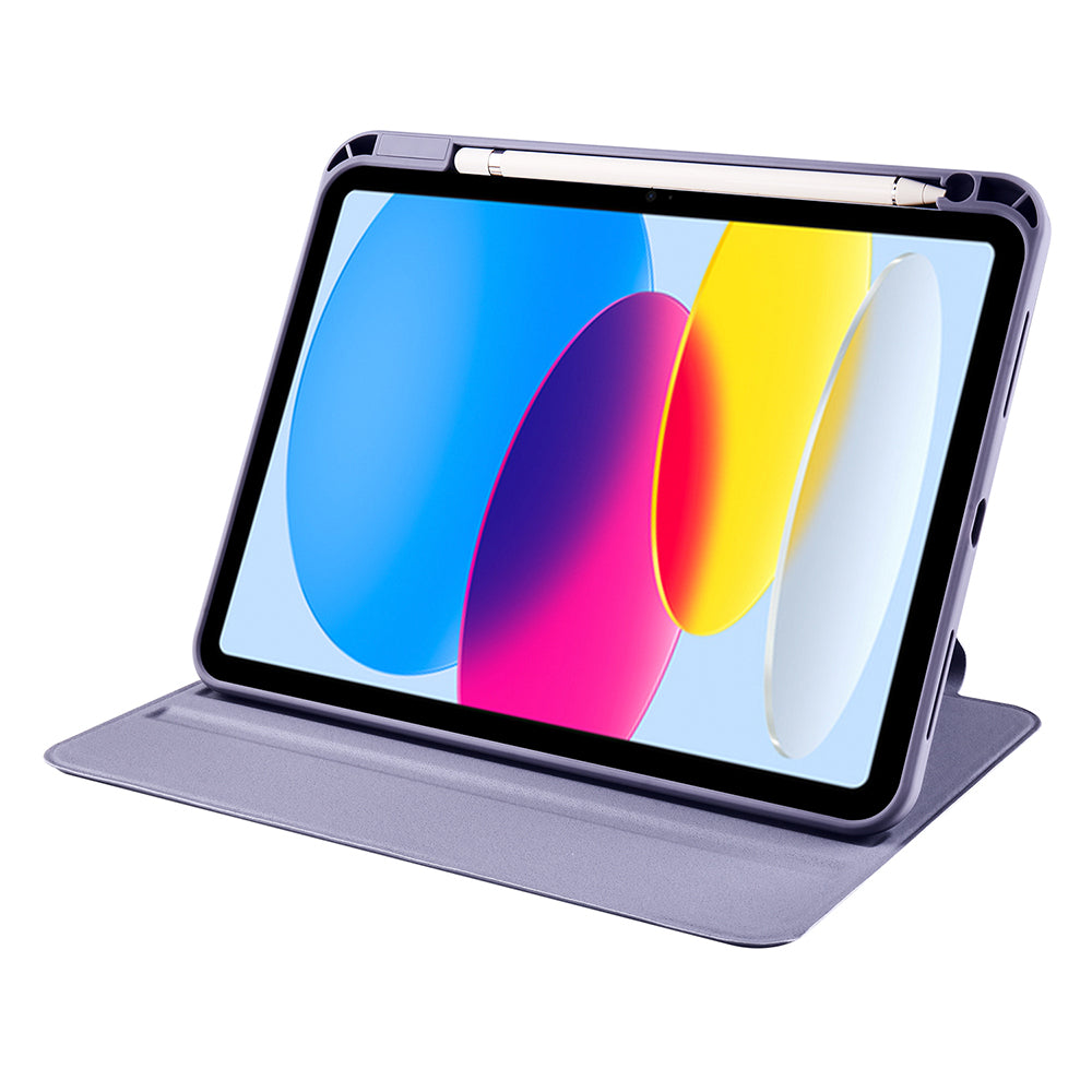 Apple iPad 11.Nesil 2025 Kılıf Zore Termik Kalem Bölmeli Dönebilen Standlı Kılıf Lavendery Gray