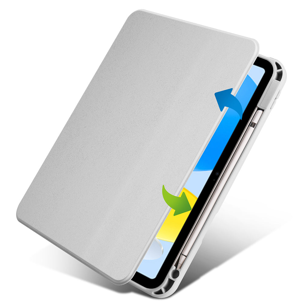 Apple iPad 11.Nesil 2025 Kılıf Zore Termik Kalem Bölmeli Dönebilen Standlı Kılıf Gri