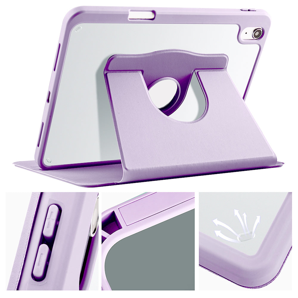 Apple iPad 11.Nesil 2025 Kılıf Zore Termik Kalem Bölmeli Dönebilen Standlı Kılıf Lavendery Gray