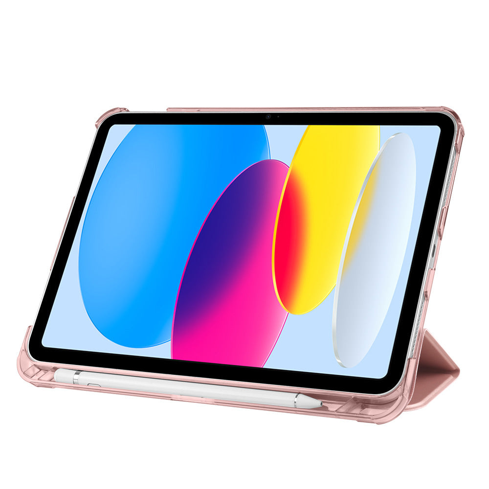 Apple iPad Air 10.9 2022 (10.Nesil) Zore Smart Cover Kalem Bölmeli Standlı 1-1 Kılıf Rose Gold