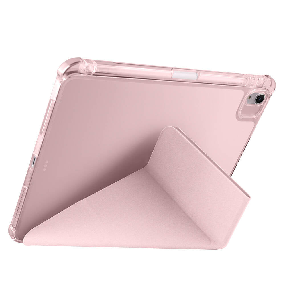 Apple iPad Air 11 2024 Kılıf Zore Tri Folding Kalem Bölmeli Standlı Kılıf Rose Gold