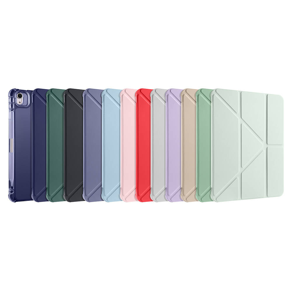 Apple iPad Air 11 2024 Kılıf Zore Tri Folding Kalem Bölmeli Standlı Kılıf Lacivert