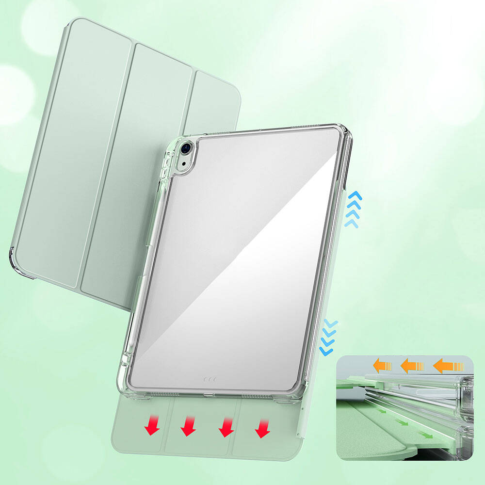 Apple iPad Air 11 2025 M3 Kılıf Magnetik Ayrılabilen Airbagli Zore Sliding Tablet Kılıfı Açık Yeşil