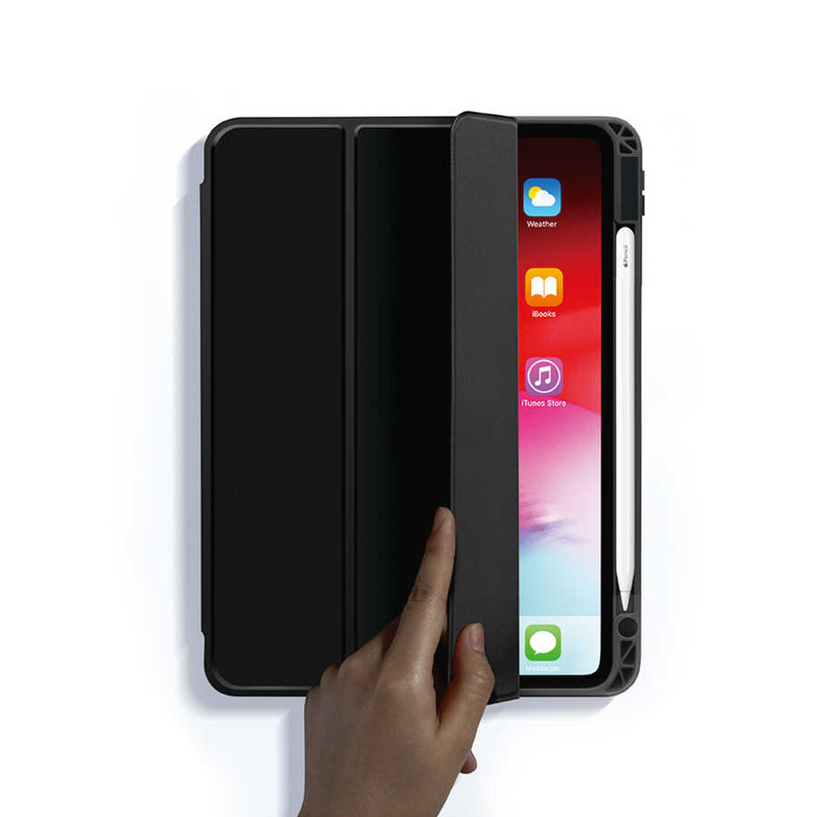 Apple iPad Air 11 2025 M3 Kılıf Zore Nort Arkası Şeffaf Standlı Kılıf Mavi Açık