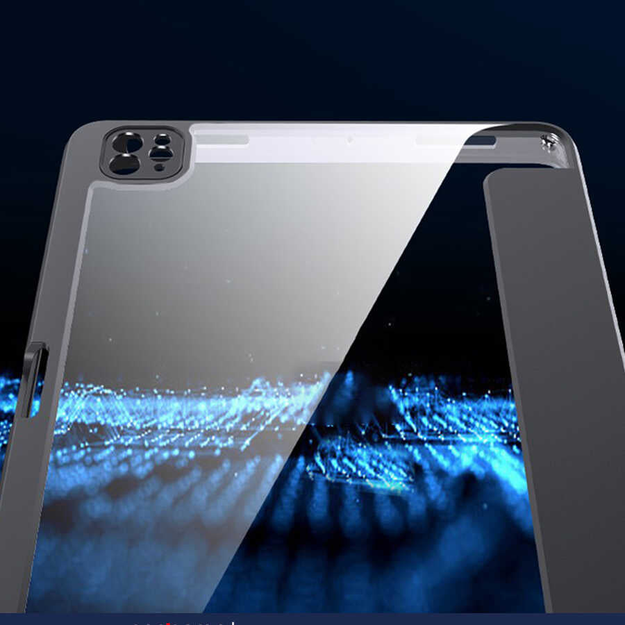 Apple iPad Air 11 2025 M3 Kılıf Zore Nort Arkası Şeffaf Standlı Kılıf Siyah