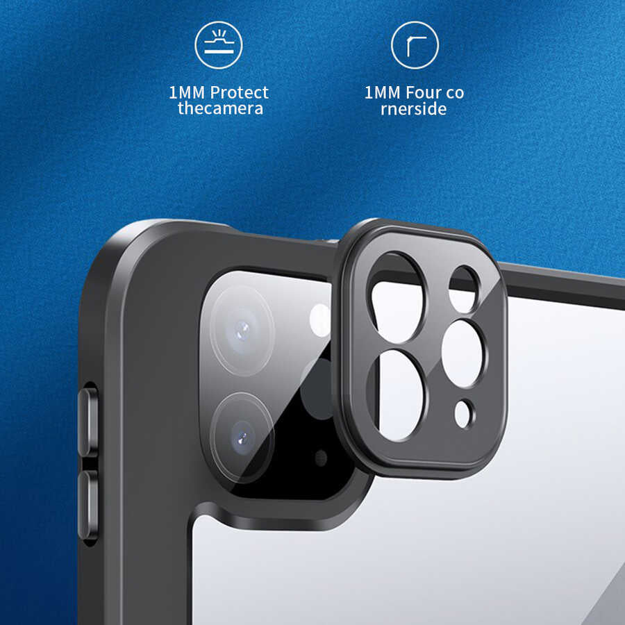 Apple iPad Air 11 2025 M3 Kılıf Zore Nort Arkası Şeffaf Standlı Kılıf Siyah