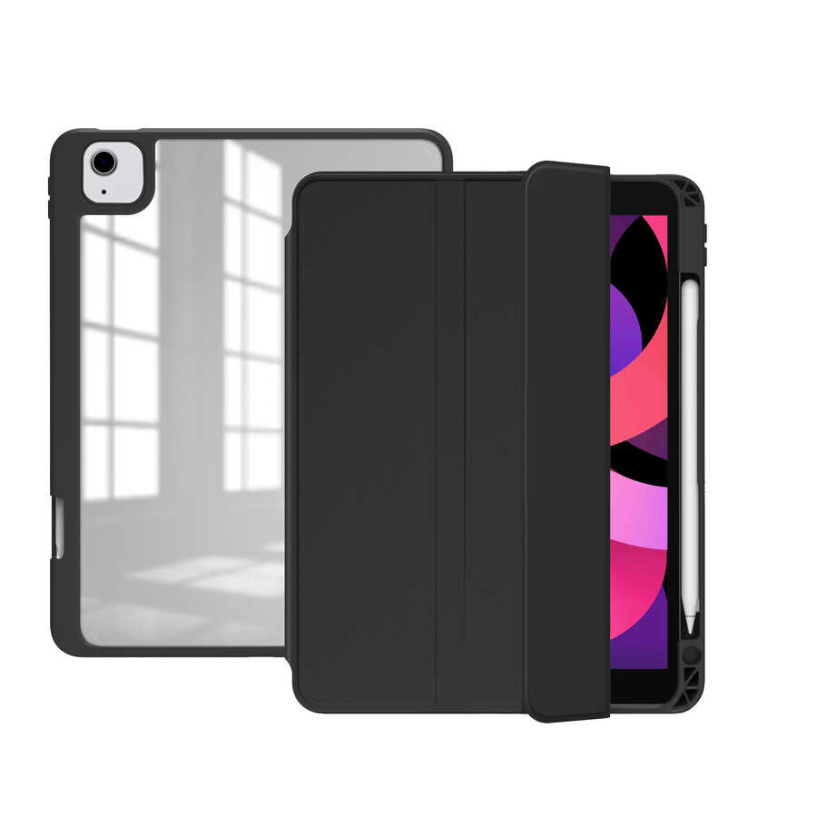 Apple iPad Air 11 2025 M3 Kılıf Zore Nort Arkası Şeffaf Standlı Kılıf Mavi Açık