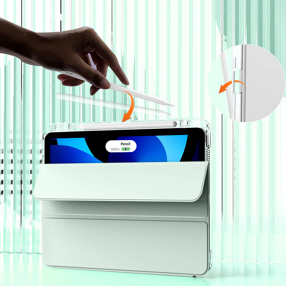 Apple iPad Air 13 2024 Kılıf Magnetik Ayrılabilen Airbagli Zore Sliding Tablet Kılıfı Gri