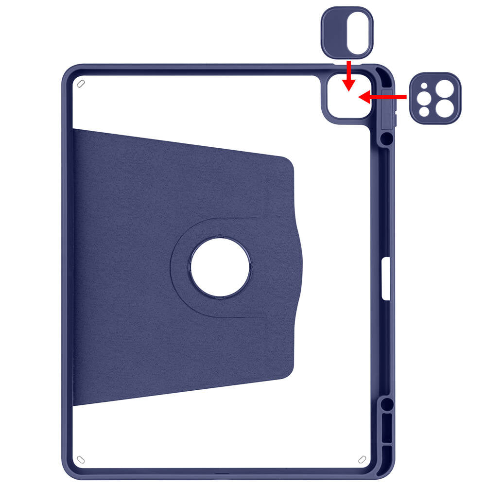 Apple iPad Air 13 2024 Kılıf Zore Termik Kalem Bölmeli Dönebilen Standlı Kılıf Siyah