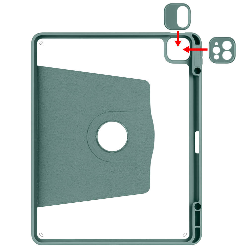 Apple iPad Air 13 2024 Kılıf Zore Termik Kalem Bölmeli Dönebilen Standlı Kılıf Lacivert