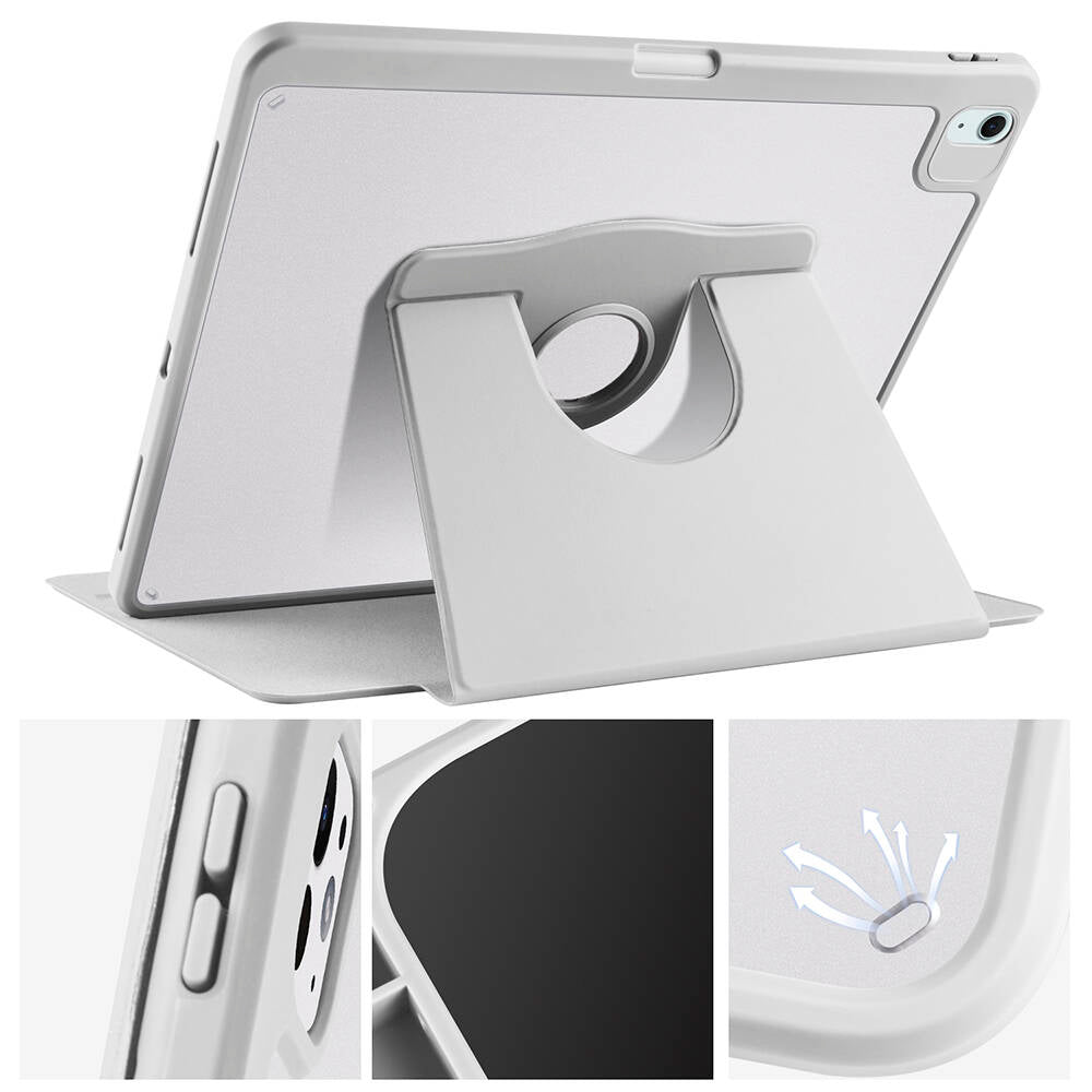 Apple iPad Air 13 2024 Kılıf Zore Termik Kalem Bölmeli Dönebilen Standlı Kılıf Lavendery Gray