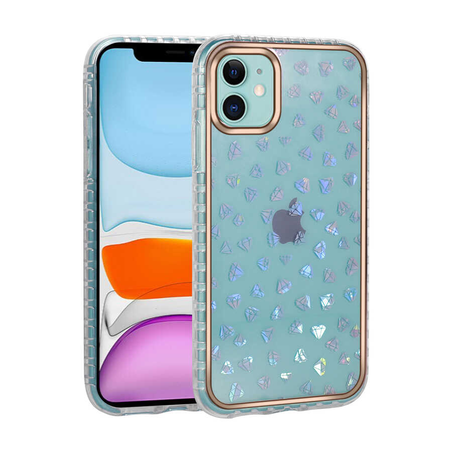 Apple iPhone 11 Kılıf Desenli Parlayan Transparan Zore Avva Kapak