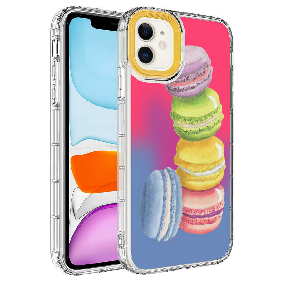 Apple iPhone 11 Kılıf Kamera Korumalı Renkli Desenli Sert Silikon Zore Korn Kapak