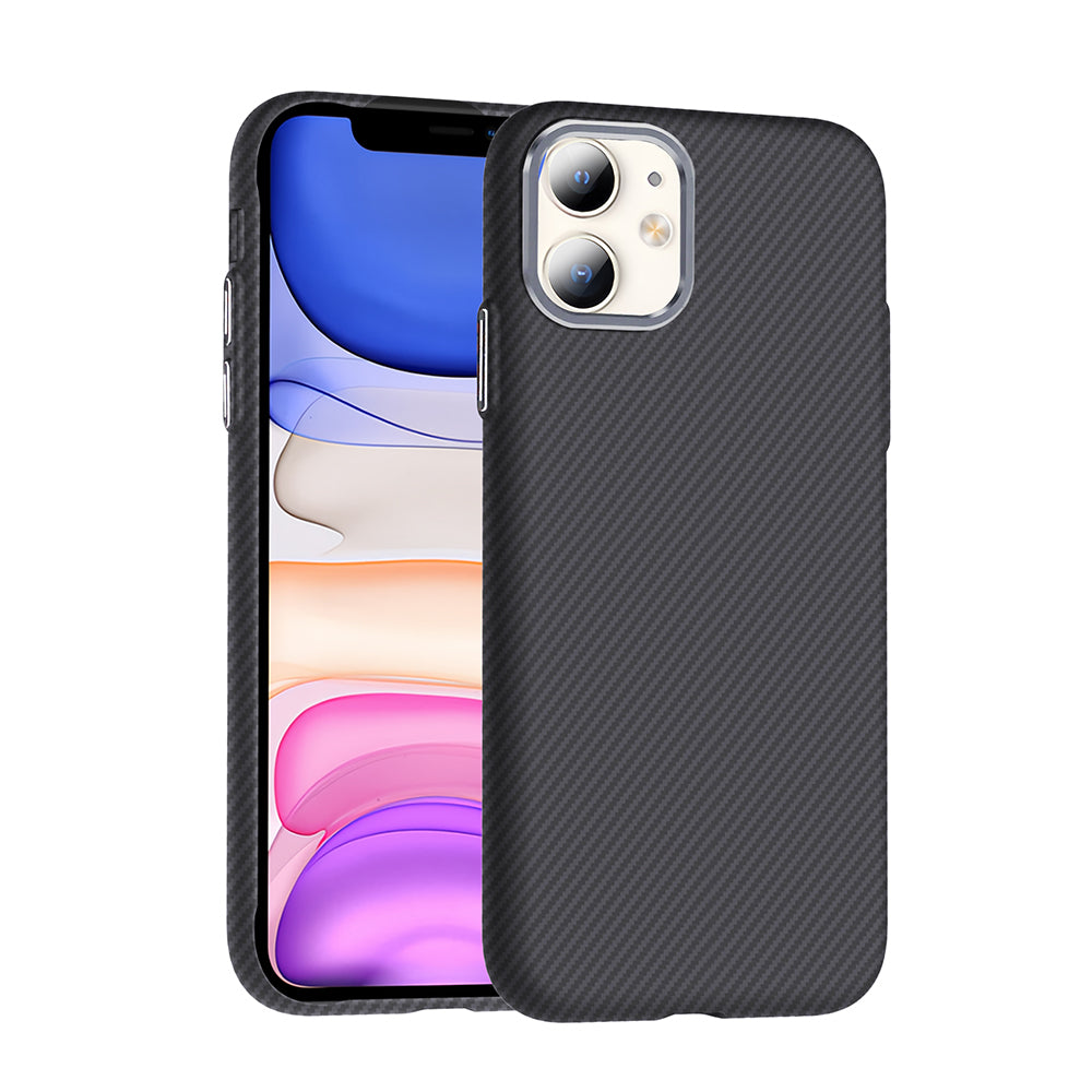 Apple iPhone 11 Kılıf M-safe Şarj Özellikli Karbon Fiber Görünümlü Zore Gros Kapak Siyah