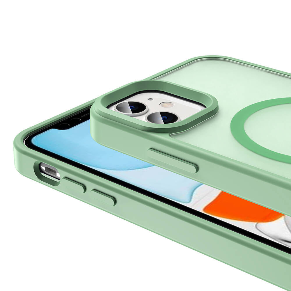 Apple iPhone 11 Kılıf M-safe Şarj Özellikli Mat Arka Yüzey Zore Sio Kapak Koyu Yeşil
