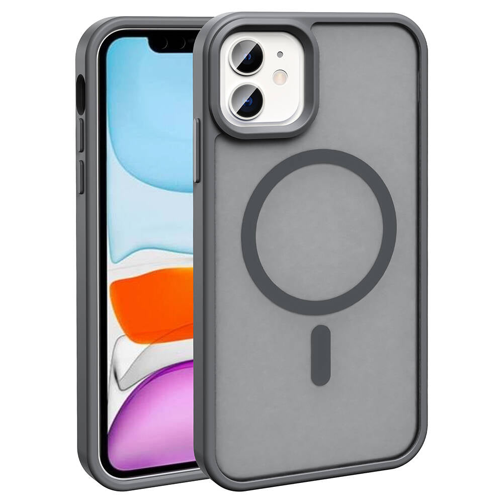 Apple iPhone 11 Kılıf M-safe Şarj Özellikli Mat Arka Yüzey Zore Sio Kapak Koyu Yeşil