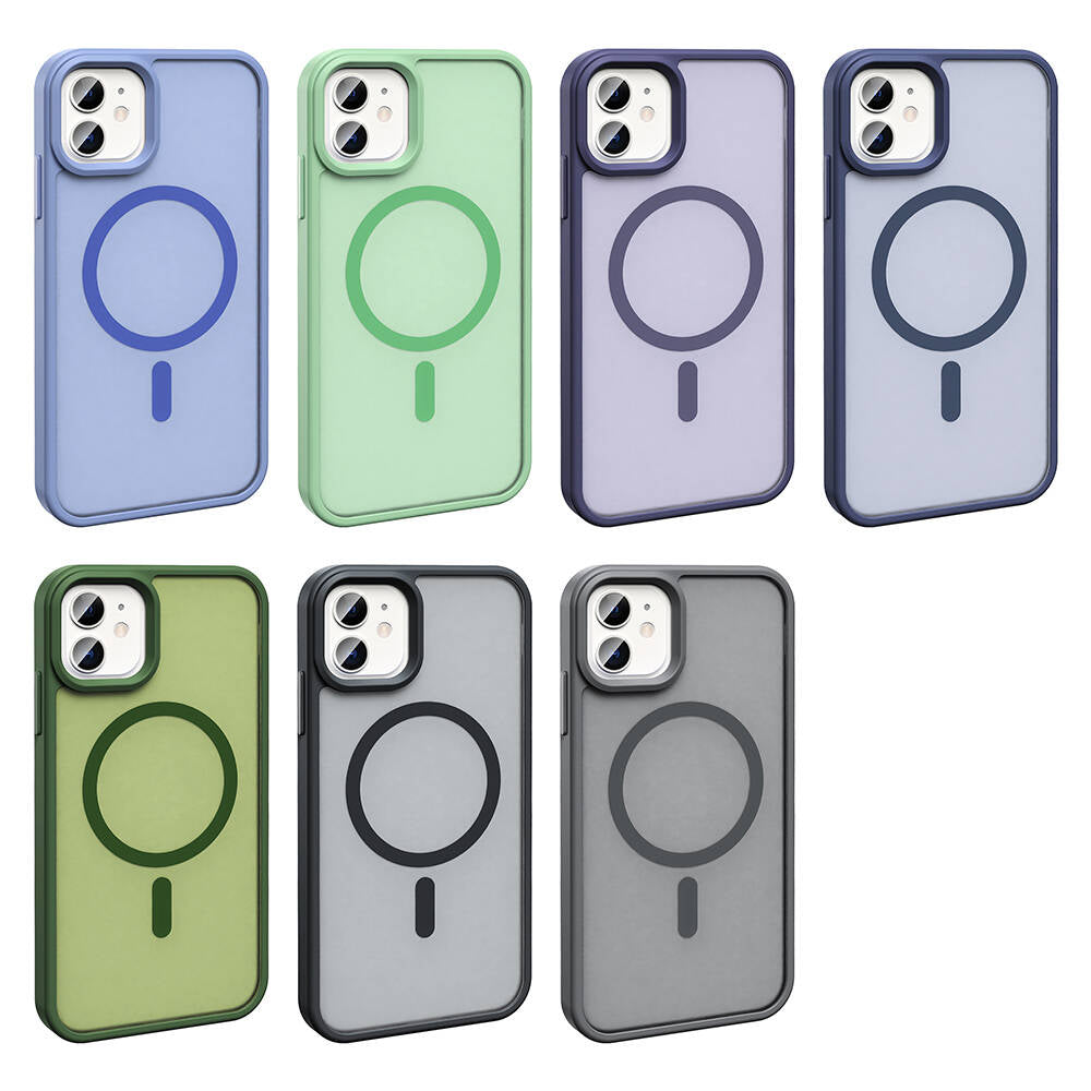 Apple iPhone 11 Kılıf M-safe Şarj Özellikli Mat Arka Yüzey Zore Sio Kapak Açık Yeşil