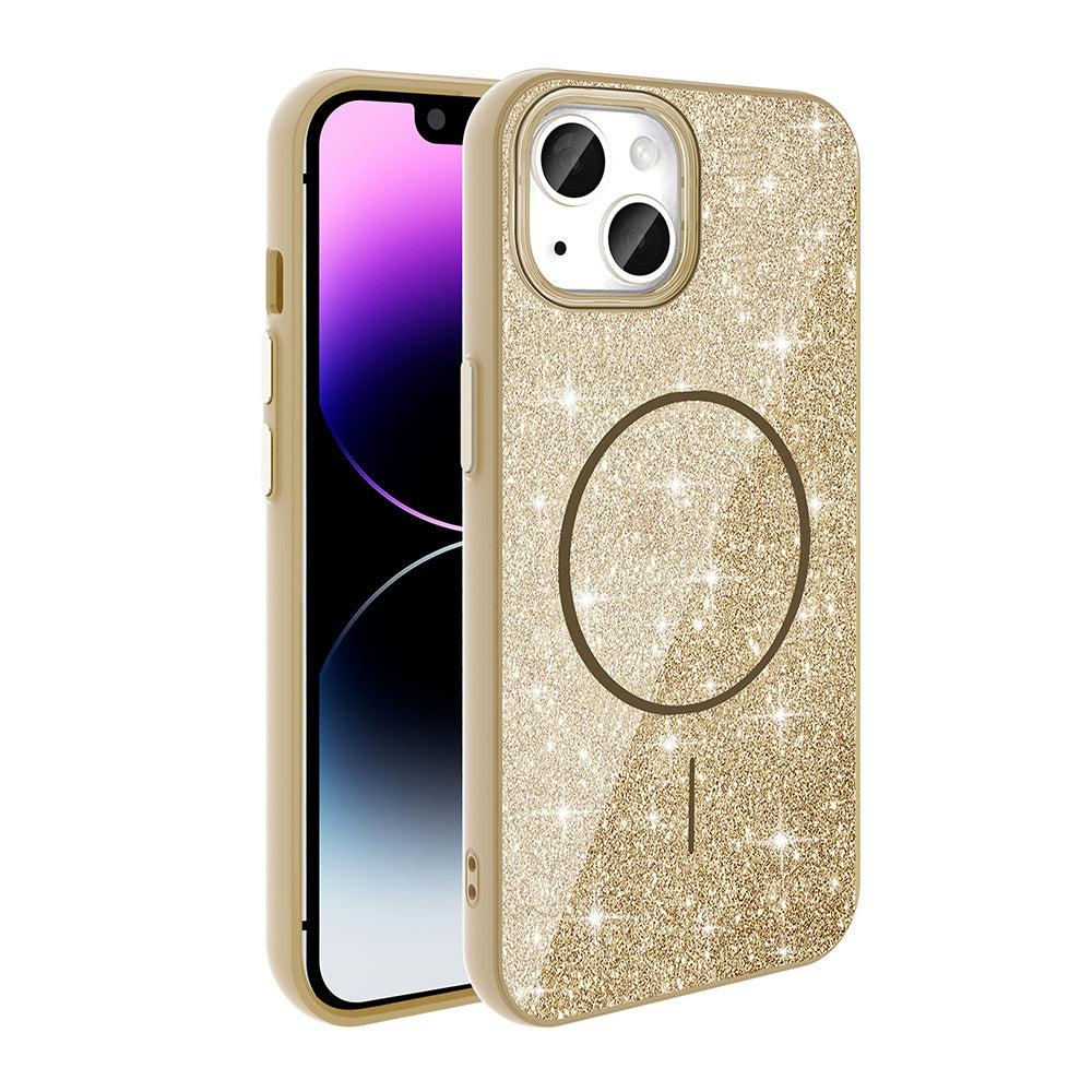 Apple iPhone 11 Kılıf M-safe Şarj Özellikli Parlayan Simli Zore Okso Kapak