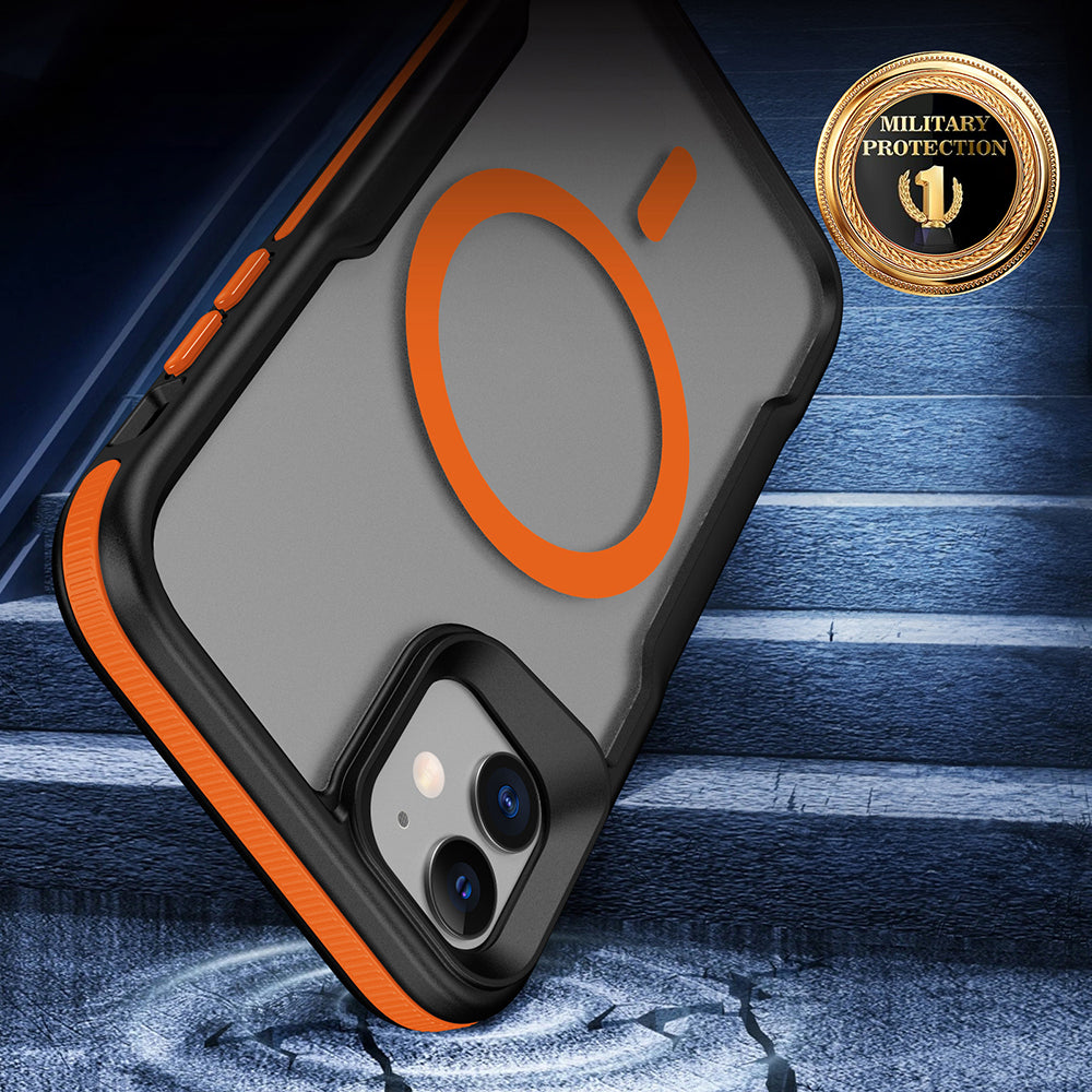 Apple iPhone 11 Kılıf M-safe Şarj Özellikli Renkli Kenar Airbag Şeritli Zore Lamer Kapak Titanyum-Gold