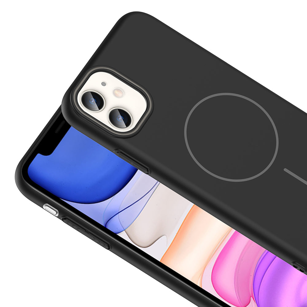 Apple iPhone 11 Kılıf M-safe Şarj Özellikli Zore Ruby Sert Kapak Gri