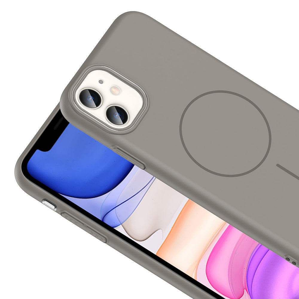 Apple iPhone 11 Kılıf M-safe Şarj Özellikli Zore Ruby Sert Kapak Gri