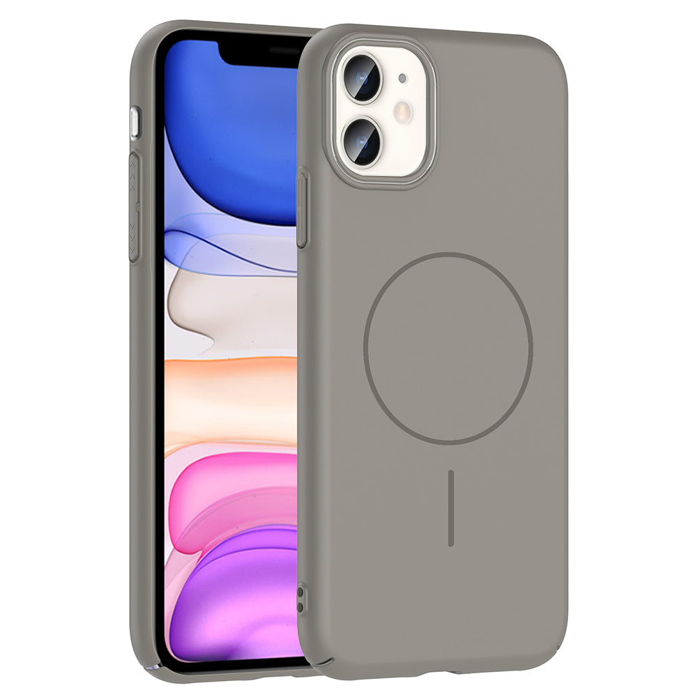 Apple iPhone 11 Kılıf M-safe Şarj Özellikli Zore Ruby Sert Kapak Gri