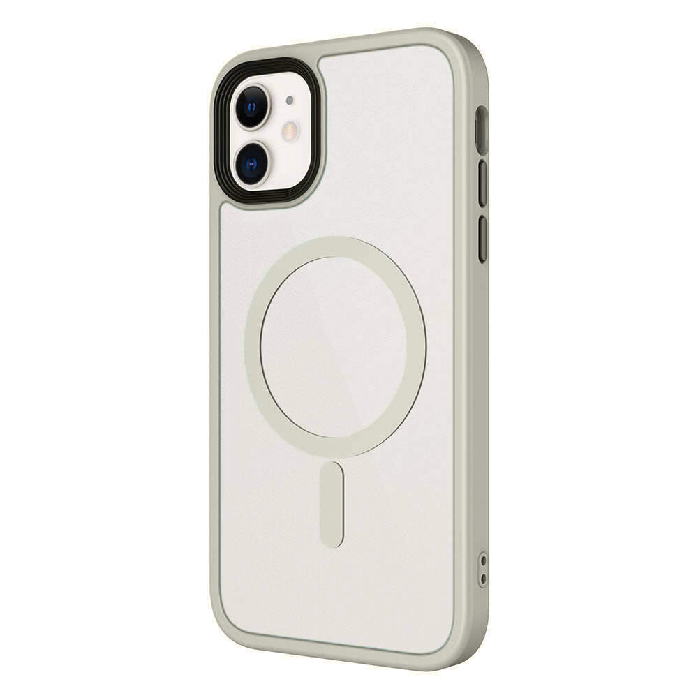 Apple iPhone 11 Kılıf Mat Arka Yüzey Wireless Şarj Özellikli Zore Flet M-safe Kapak Koyu Yeşil