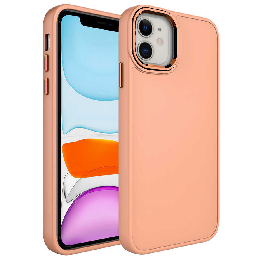Apple iPhone 11 Kılıf Metal Çerçeve ve Buton Tasarımlı Silikon Zore Luna Kapak