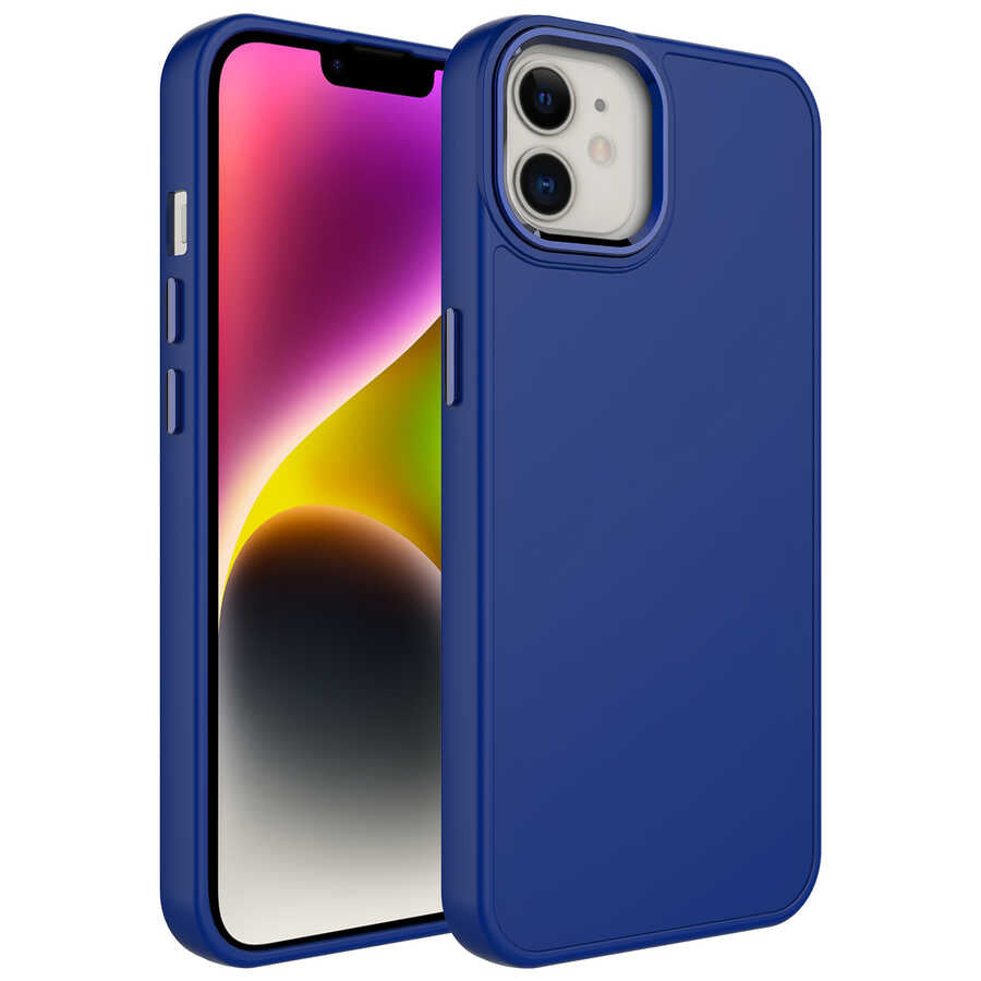 Apple iPhone 11 Kılıf Metal Çerçeve ve Buton Tasarımlı Silikon Zore Luna Kapak