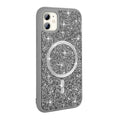 Apple iPhone 11 Kılıf Pırlanta Tasarımlı M-safe Şarj Özellikli Zore Mozaik Silikon Kapak Titanyum-Gri