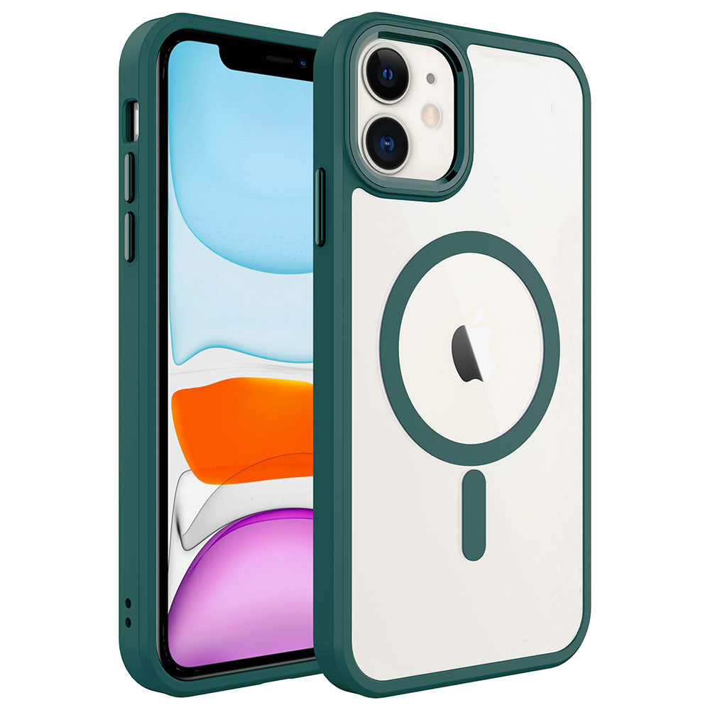 Apple iPhone 11 Kılıf Wireless Şarj Özellikli Zore Krom M-safe Silikon Kapak
