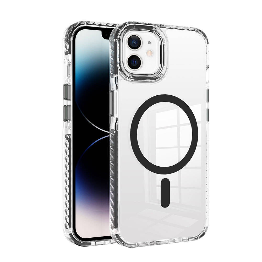 Apple iPhone 12 Kılıf M-safe Şarj Özellikli Airbagli Takılabilir Askı Aparatlı Zore Nana Kapak
