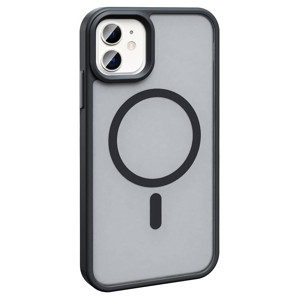 Apple iPhone 12 Kılıf M-safe Şarj Özellikli Mat Arka Yüzey Zore Sio Kapak Gri