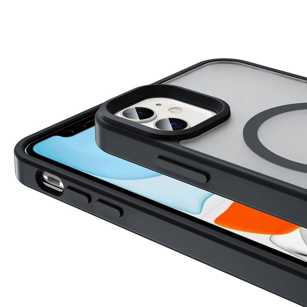 Apple iPhone 12 Kılıf M-safe Şarj Özellikli Mat Arka Yüzey Zore Sio Kapak Gri