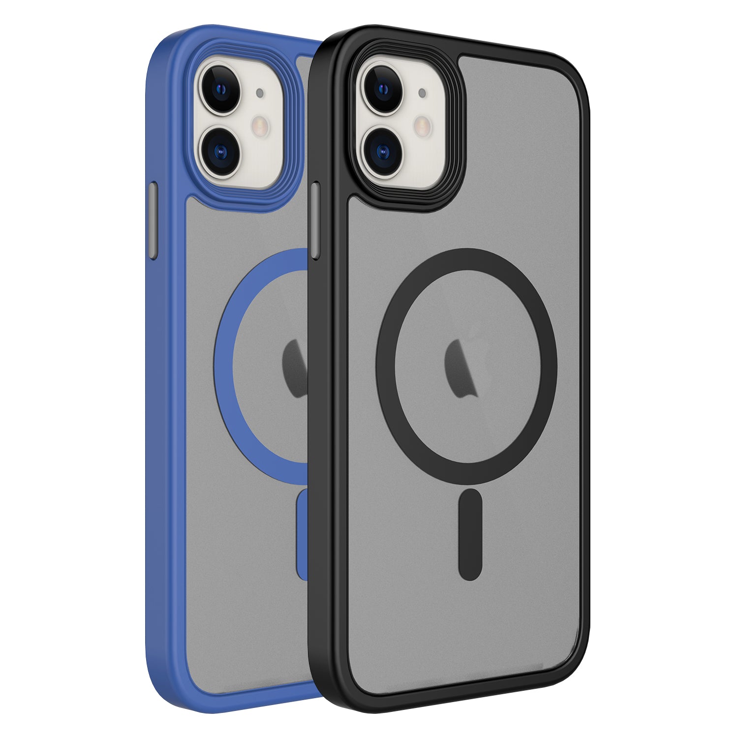 Apple iPhone 12 Kılıf Mat Arka Yüzey Wireless Şarj Özellikli Zore Flet M-safe Kapak Lacivert