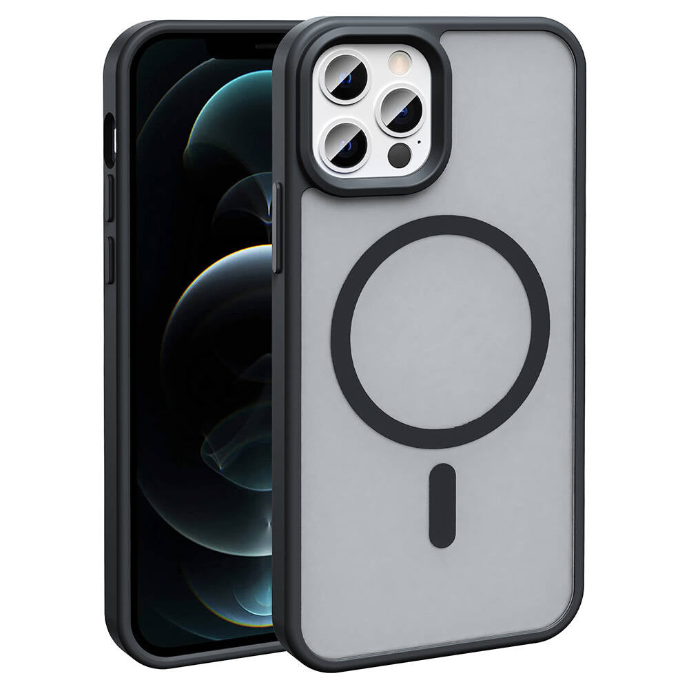 Apple iPhone 12 Pro Kılıf M-safe Şarj Özellikli Mat Arka Yüzey Zore Sio Kapak Derin Mor