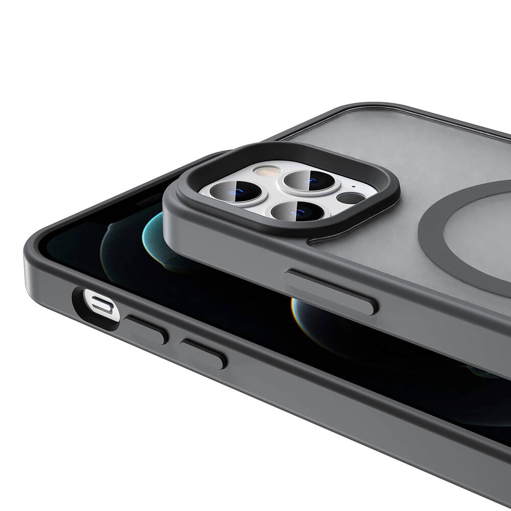 Apple iPhone 12 Pro Kılıf M-safe Şarj Özellikli Mat Arka Yüzey Zore Sio Kapak Derin Mor