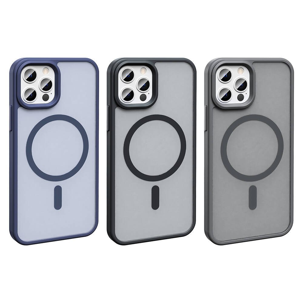 Apple iPhone 12 Pro Kılıf Magsafe Şarj Özellikli Mat Arka Yüzey Zore Sio Kapak Koyu Mor