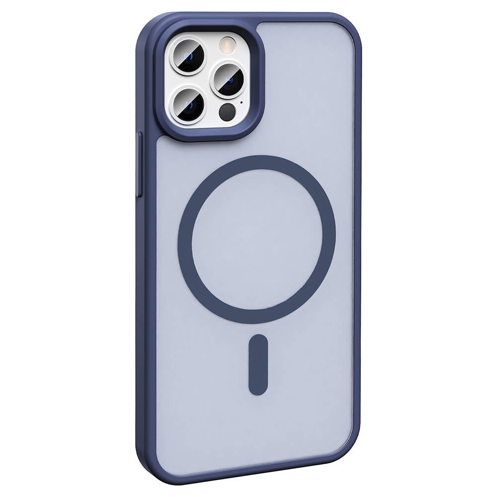 Apple iPhone 12 Pro Kılıf Magsafe Şarj Özellikli Mat Arka Yüzey Zore Sio Kapak Koyu Mor