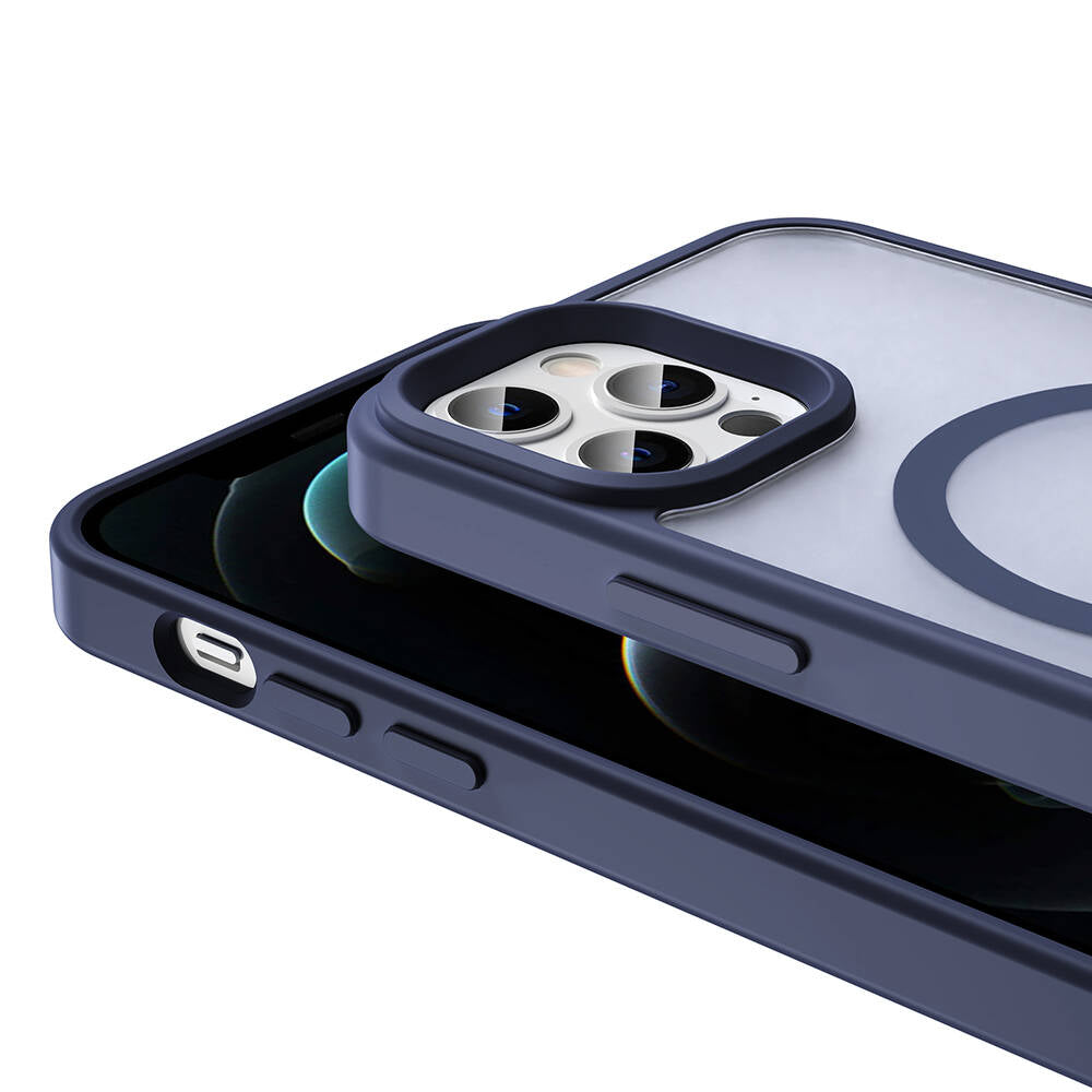 Apple iPhone 12 Pro Kılıf M-safe Şarj Özellikli Mat Arka Yüzey Zore Sio Kapak Gri