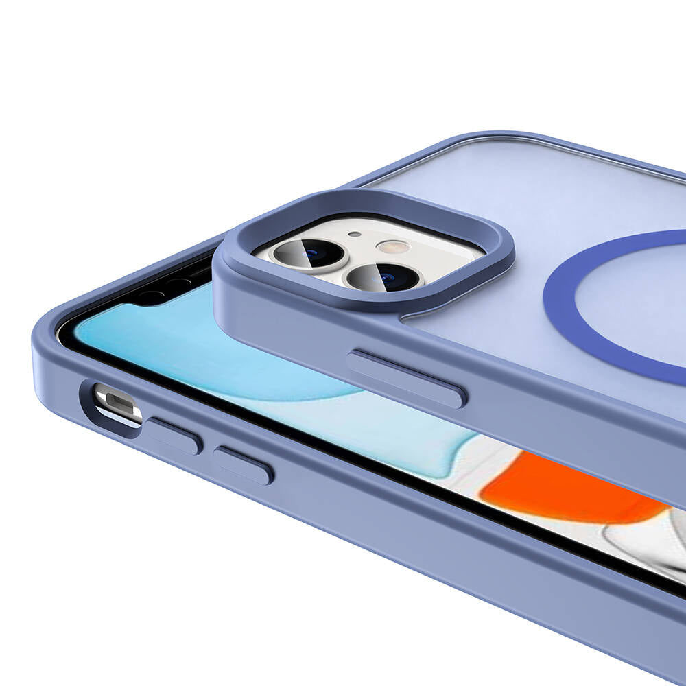 Apple iPhone 12 Pro Kılıf M-safe Şarj Özellikli Mat Arka Yüzey Zore Sio Kapak Derin Mor