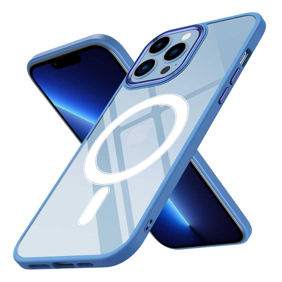 Apple iPhone 12 Pro Kılıf Wireless Şarj Özellikli Zore Krom M-safe Silikon Kapak