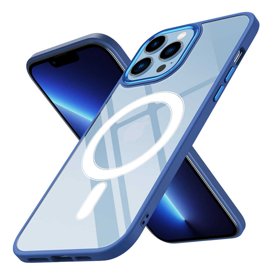 Apple iPhone 12 Pro Max Kılıf Wireless Şarj Özellikli Zore Krom M-safe Silikon Kapak