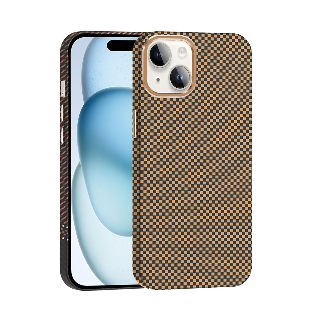 Apple iPhone 13 Kılıf M-safe Şarj Özellikli Karbon Fiber Görünümlü Zore Gros Kapak Gri-Siyah